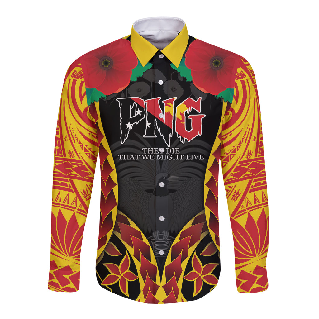 Personalised Papua New Guinea Remembrance Day Long Sleeve Button Shirt