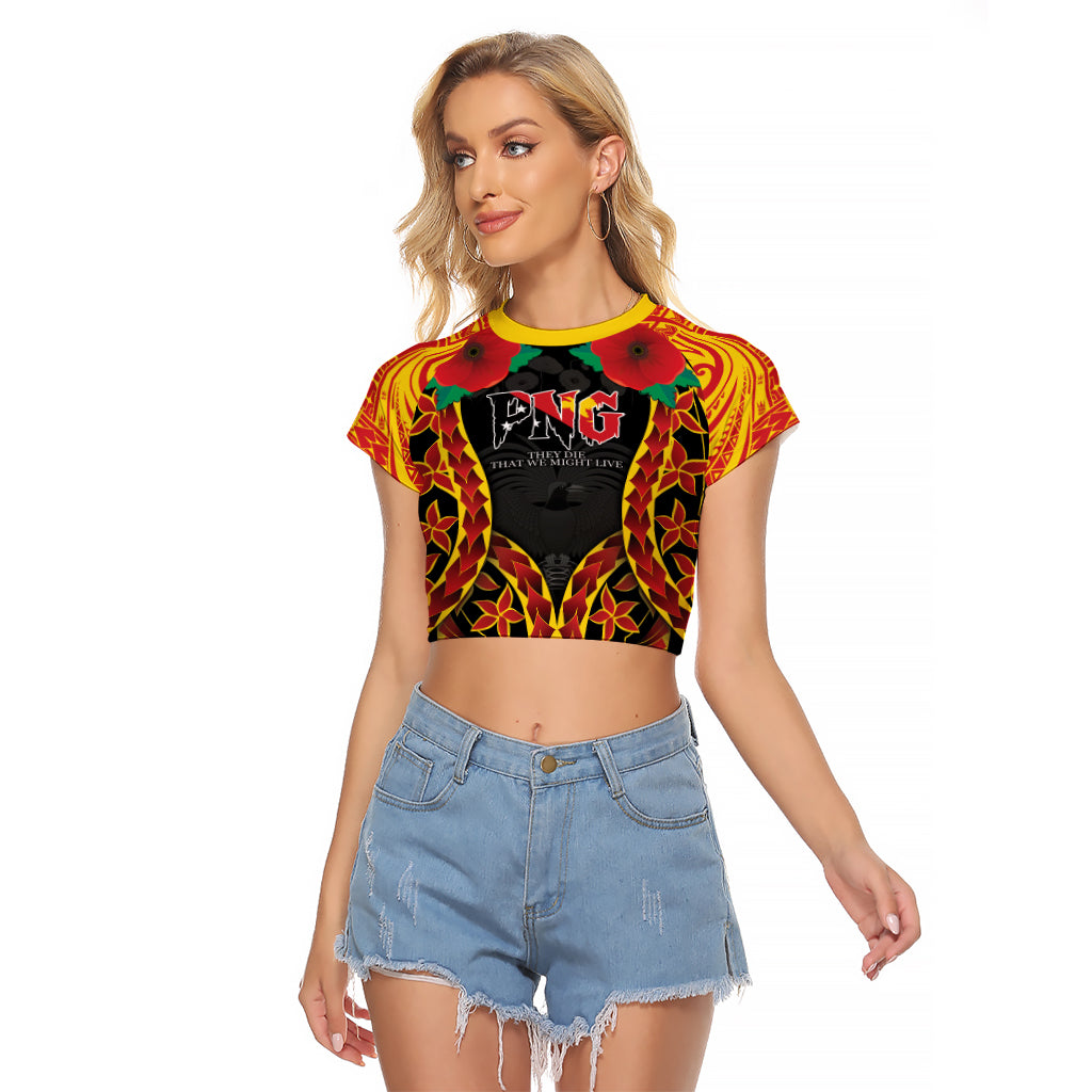 Personalised Papua New Guinea Remembrance Day Raglan Cropped T Shirt