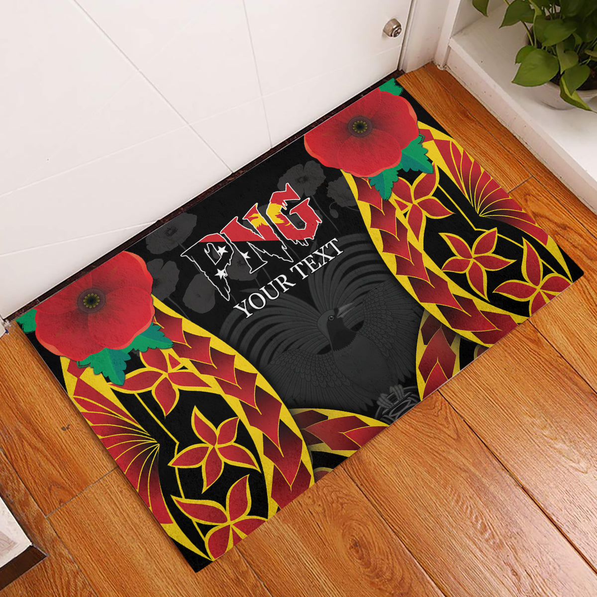 Personalised Papua New Guinea Remembrance Day Rubber Doormat LT9 Red - Polynesian Pride
