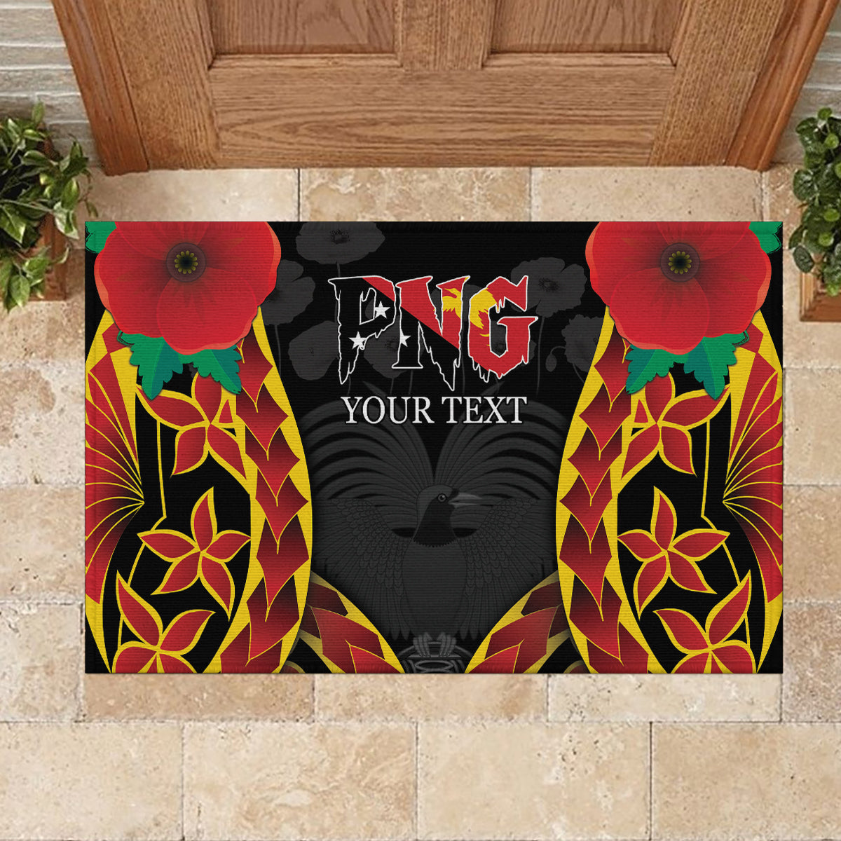Personalised Papua New Guinea Remembrance Day Rubber Doormat LT9 - Polynesian Pride