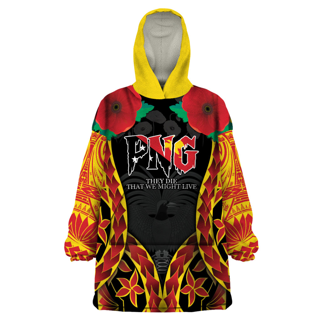 Personalised Papua New Guinea Remembrance Day Wearable Blanket Hoodie LT9 One Size Red - Polynesian Pride