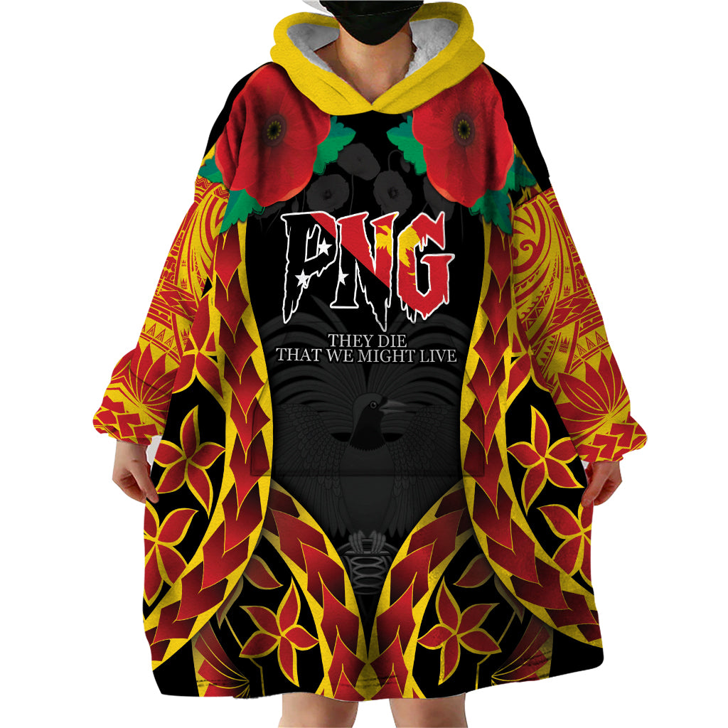 Personalised Papua New Guinea Remembrance Day Wearable Blanket Hoodie LT9 - Polynesian Pride