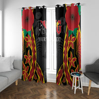 Personalised Papua New Guinea Remembrance Day Window Curtain LT9 With Grommets Red - Polynesian Pride