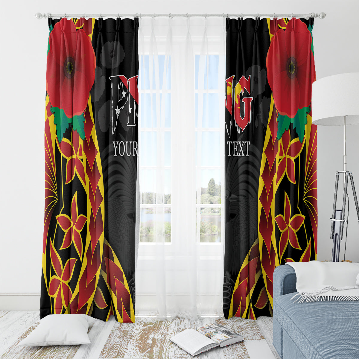 Personalised Papua New Guinea Remembrance Day Window Curtain LT9 - Polynesian Pride