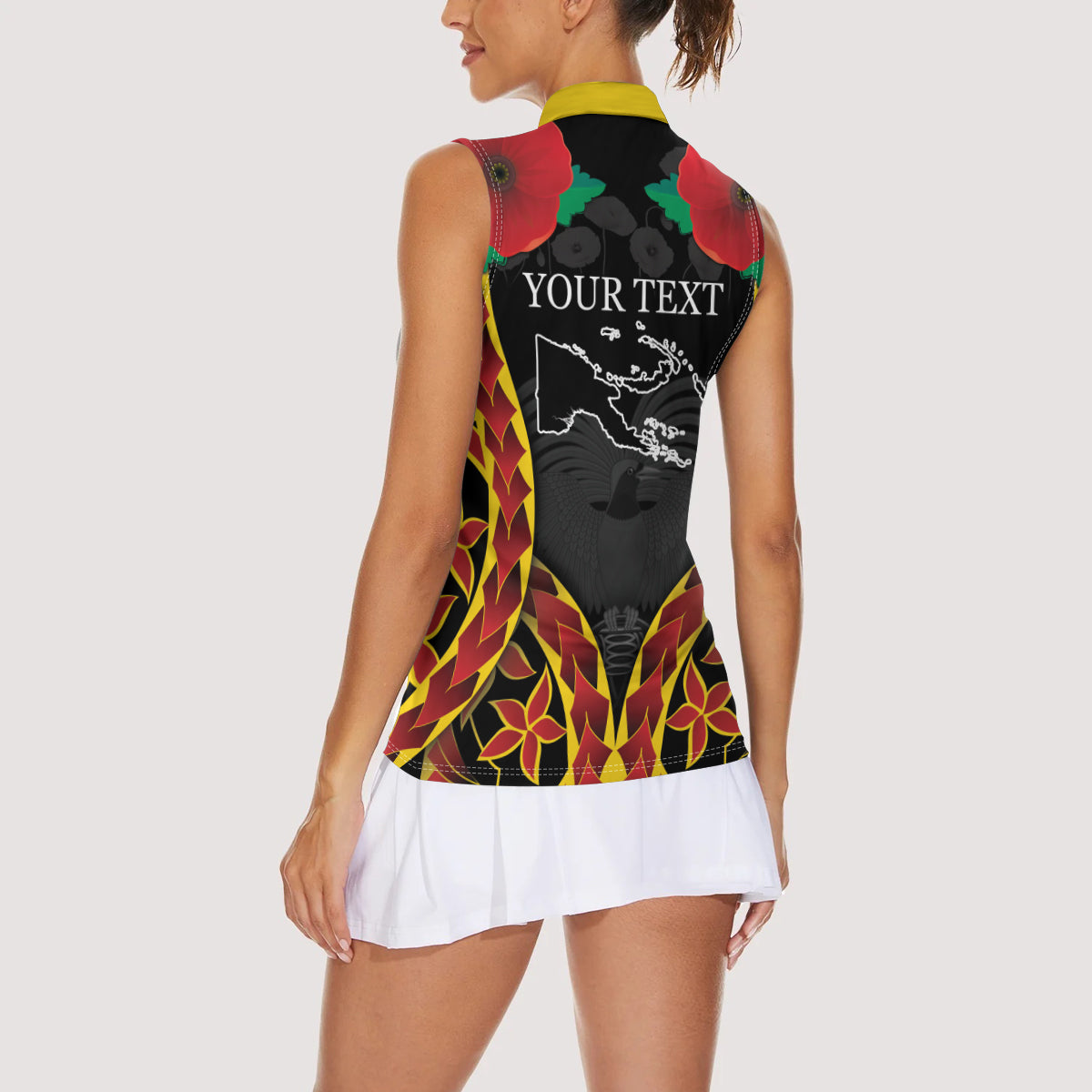 Personalised Papua New Guinea Remembrance Day Women Sleeveless Polo Shirt LT9 - Polynesian Pride