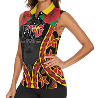 Personalised Papua New Guinea Remembrance Day Women Sleeveless Polo Shirt LT9 - Polynesian Pride