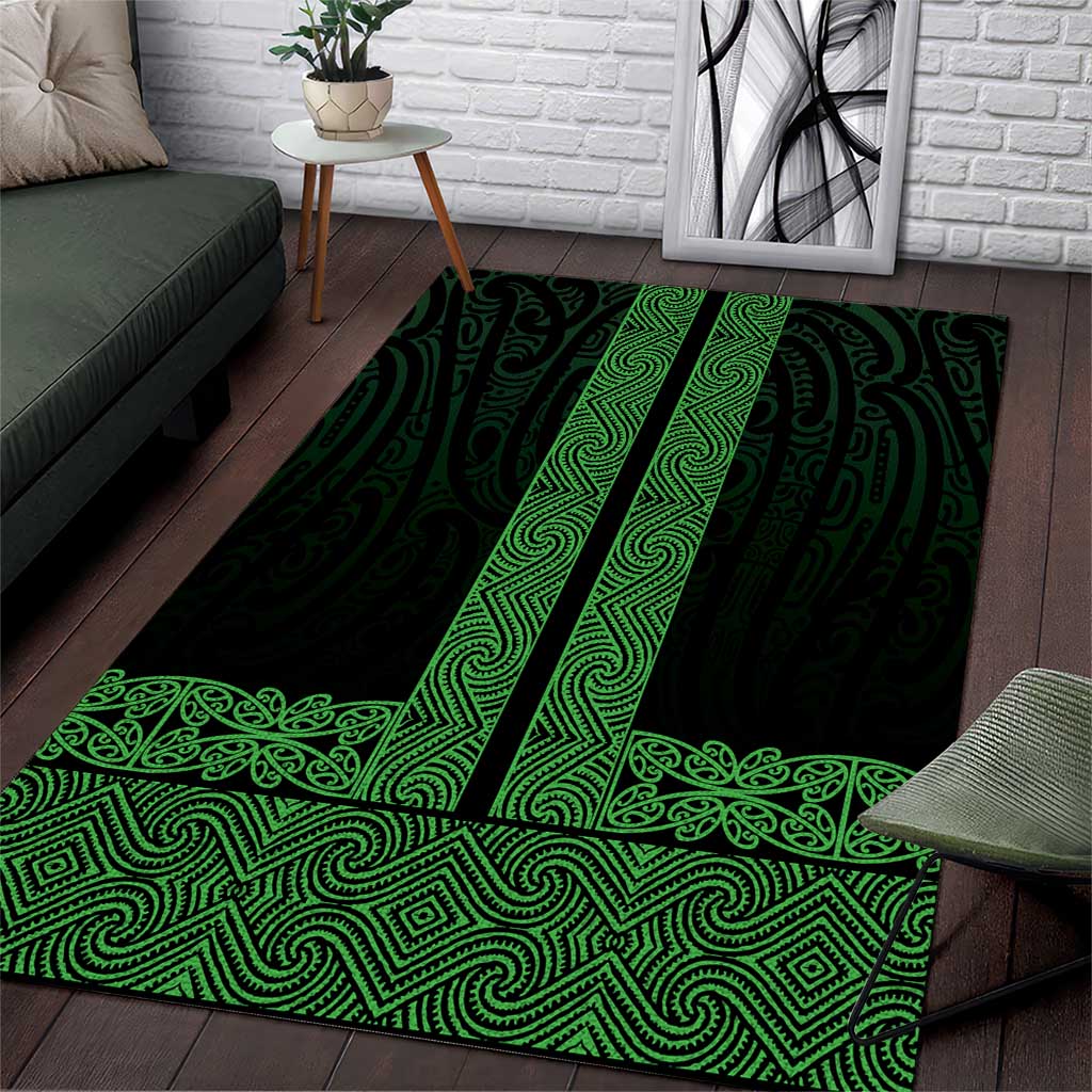 New Zealand Maori Kowhaiwhai Area Rug Kakariki Maui and Mangopare