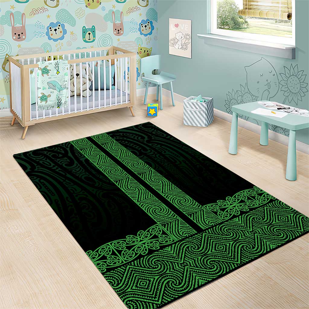 New Zealand Maori Kowhaiwhai Area Rug Kakariki Maui and Mangopare