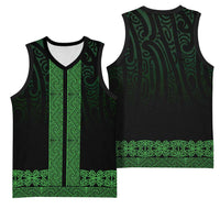 New Zealand Maori Kowhaiwhai Basketball Jersey Kakariki Maui and Mangopare - Polynesian Pride