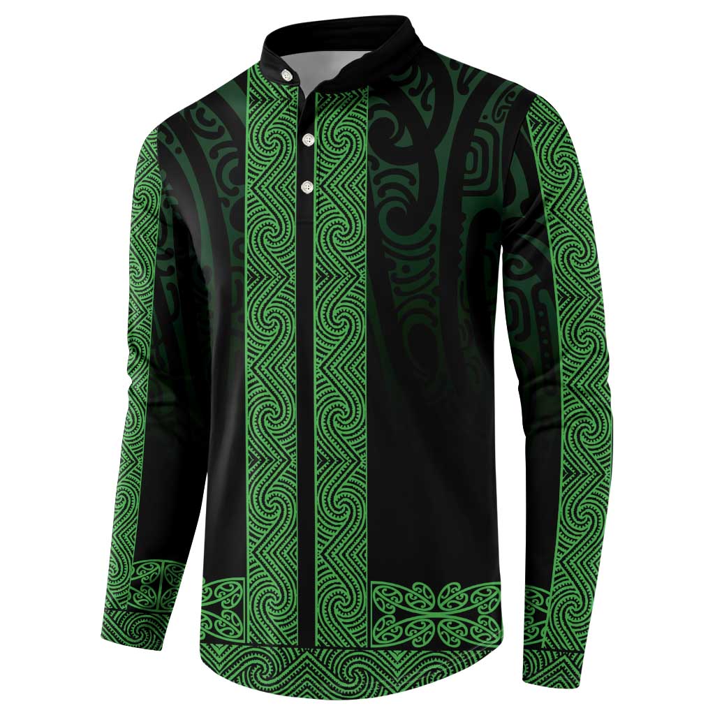 New Zealand Maori Kowhaiwhai Button Sweatshirt Kakariki Maui and Mangopare