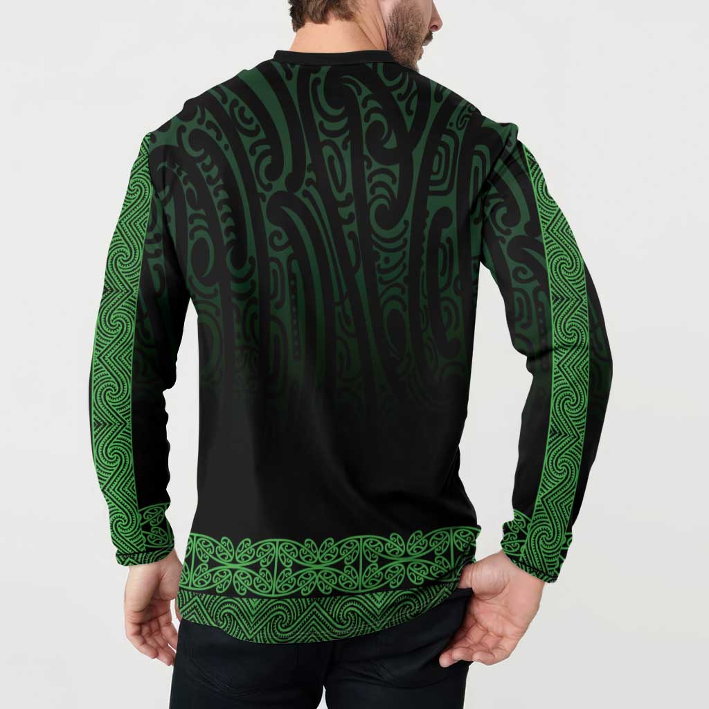 New Zealand Maori Kowhaiwhai Button Sweatshirt Kakariki Maui and Mangopare