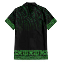New Zealand Maori Kowhaiwhai Family Matching Off The Shoulder Long Sleeve Dress and Hawaiian Shirt Kakariki Maui and Mangopare