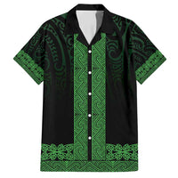 New Zealand Maori Kowhaiwhai Family Matching Off Shoulder Maxi Dress and Hawaiian Shirt Kakariki Maui and Mangopare