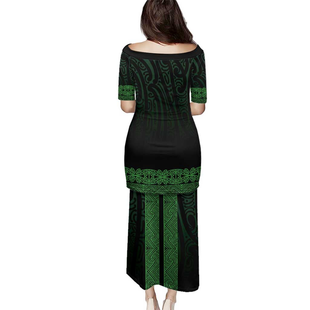 New Zealand Maori Kowhaiwhai Family Matching Puletasi and Hawaiian Shirt Kakariki Maui and Mangopare