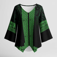 New Zealand Maori Kowhaiwhai Kimono Sleeve Blouse Kakariki Maui and Mangopare - Polynesian Pride