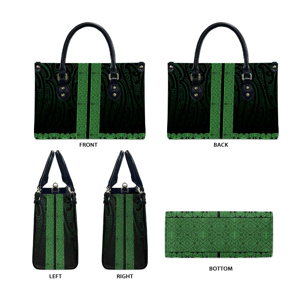 New Zealand Maori Kowhaiwhai Leather Bag Kakariki Maui and Mangopare - Polynesian Pride