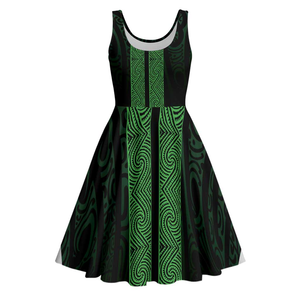 New Zealand Maori Kowhaiwhai Midi Dress Kakariki Maui and Mangopare - Polynesian Pride
