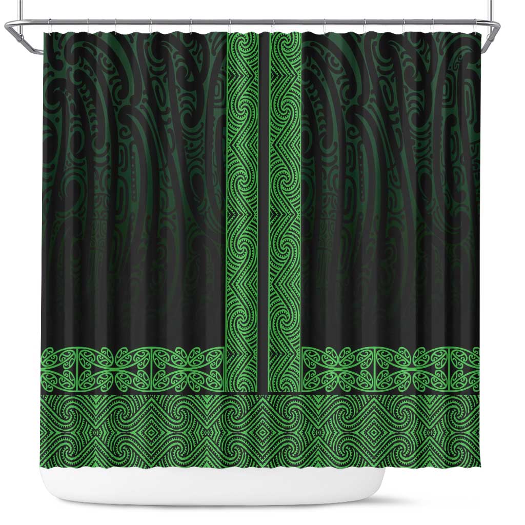 New Zealand Maori Kowhaiwhai Shower Curtain Kakariki Maui and Mangopare