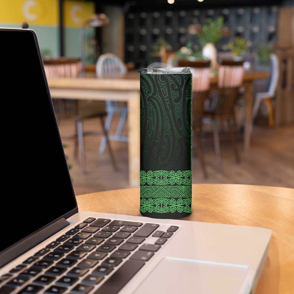 New Zealand Maori Kowhaiwhai Skinny Tumbler Kakariki Maui and Mangopare