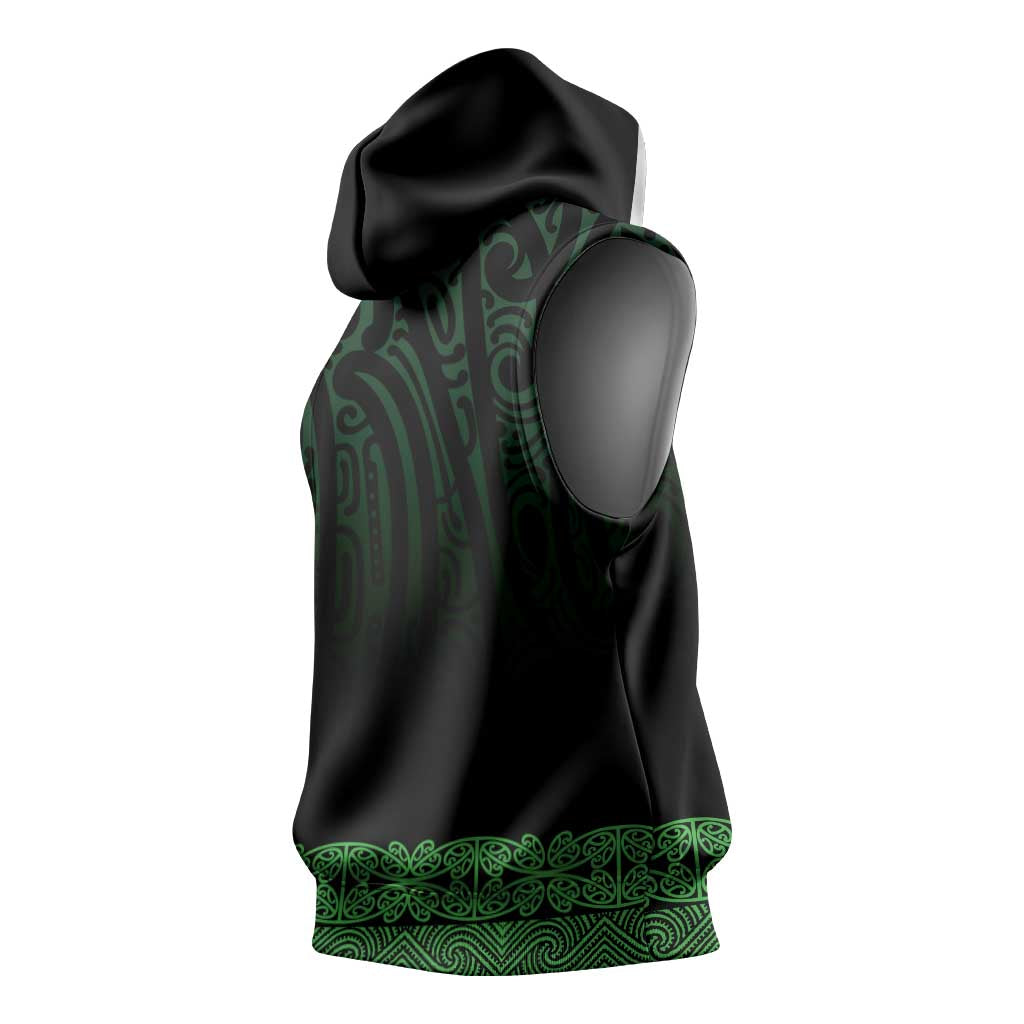 New Zealand Maori Kowhaiwhai Sleeveless Hoodie Kakariki Maui and Mangopare - Polynesian Pride