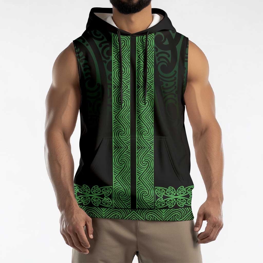 New Zealand Maori Kowhaiwhai Sleeveless Hoodie Kakariki Maui and Mangopare - Polynesian Pride