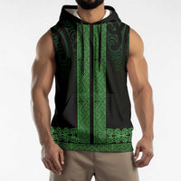 New Zealand Maori Kowhaiwhai Sleeveless Hoodie Kakariki Maui and Mangopare - Polynesian Pride