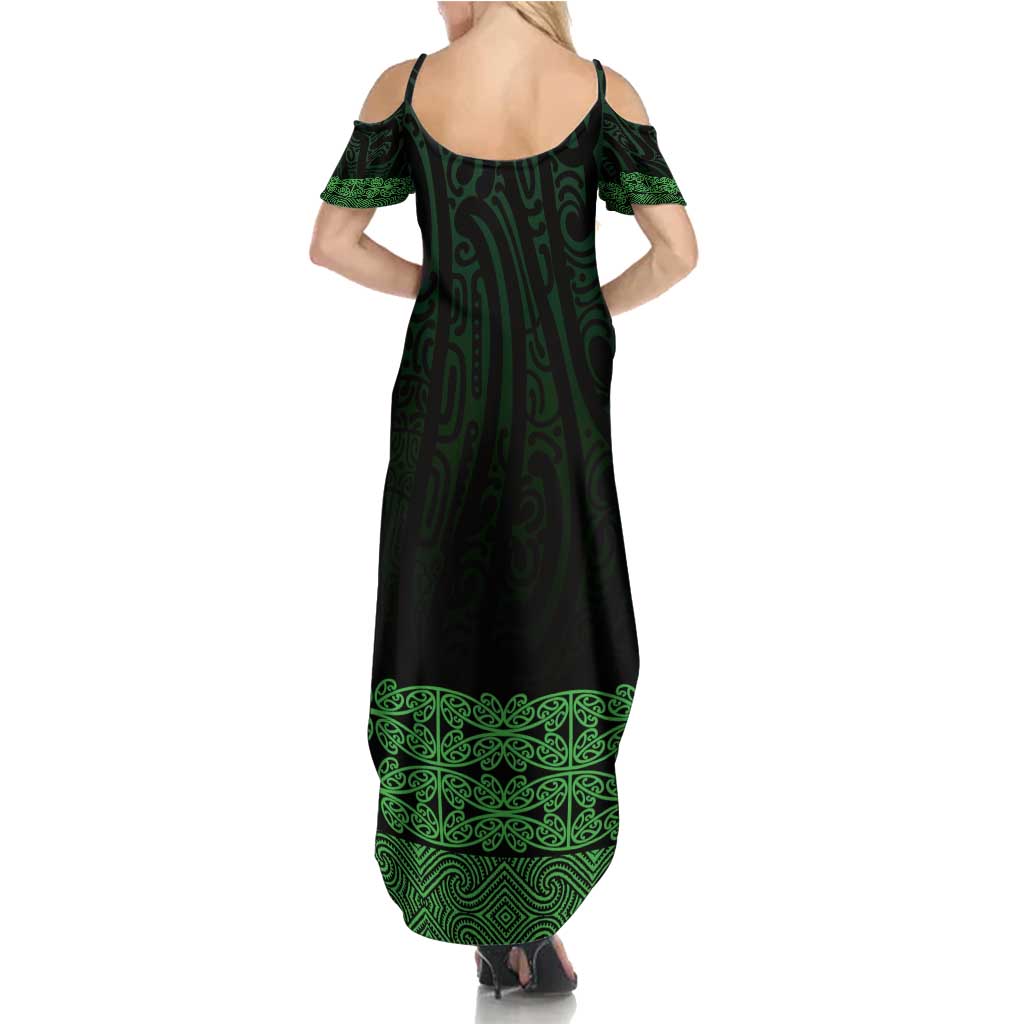 New Zealand Maori Kowhaiwhai Summer Maxi Dress Kakariki Maui and Mangopare