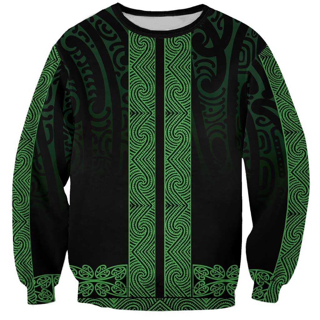 New Zealand Maori Kowhaiwhai Sweatshirt Kakariki Maui and Mangopare