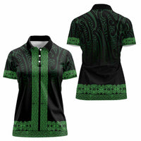 New Zealand Maori Kowhaiwhai Women Polo Shirt Kakariki Maui and Mangopare
