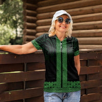 New Zealand Maori Kowhaiwhai Women Polo Shirt Kakariki Maui and Mangopare