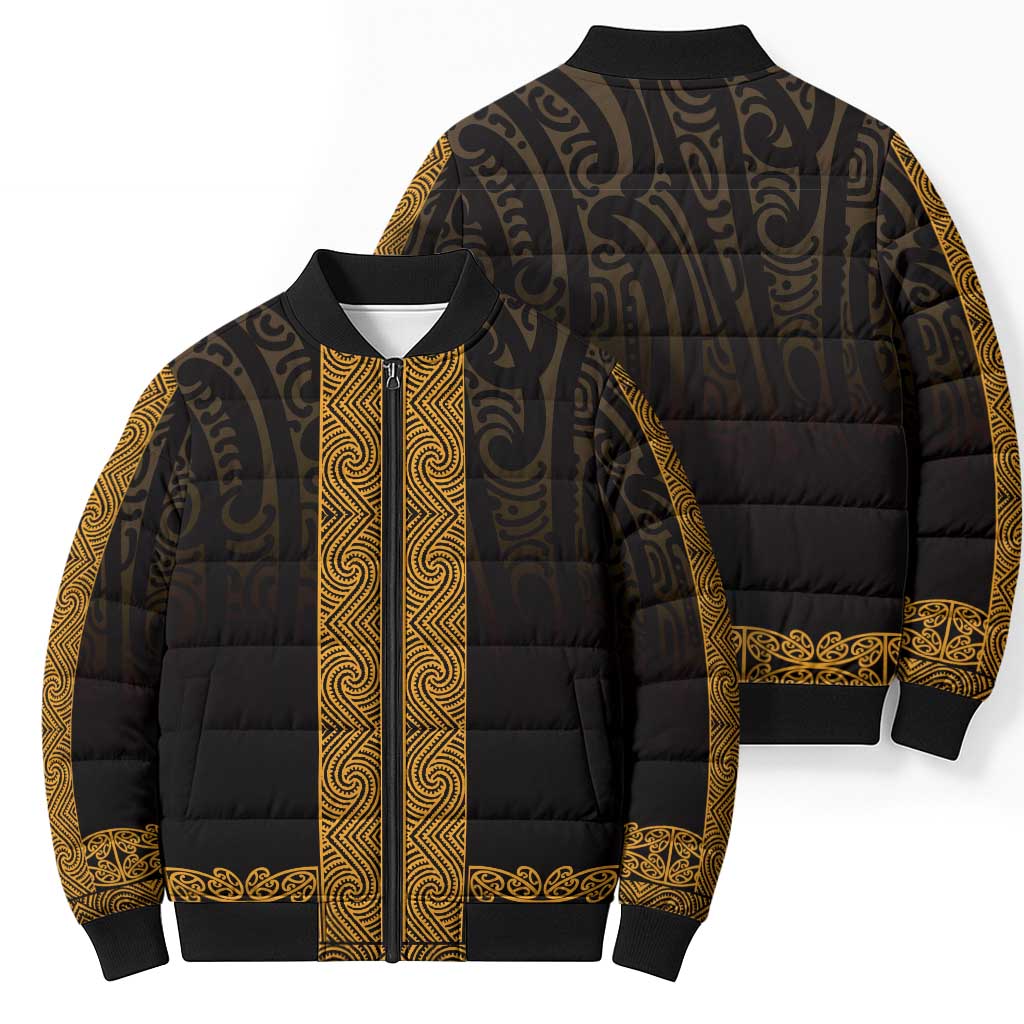 New Zealand Maori Kowhaiwhai Bomber Puffer Jacket Karaka Maui and Mangopare - Polynesian Pride