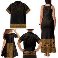 New Zealand Maori Kowhaiwhai Family Matching Tank Maxi Dress and Hawaiian Shirt Karaka Maui and Mangopare