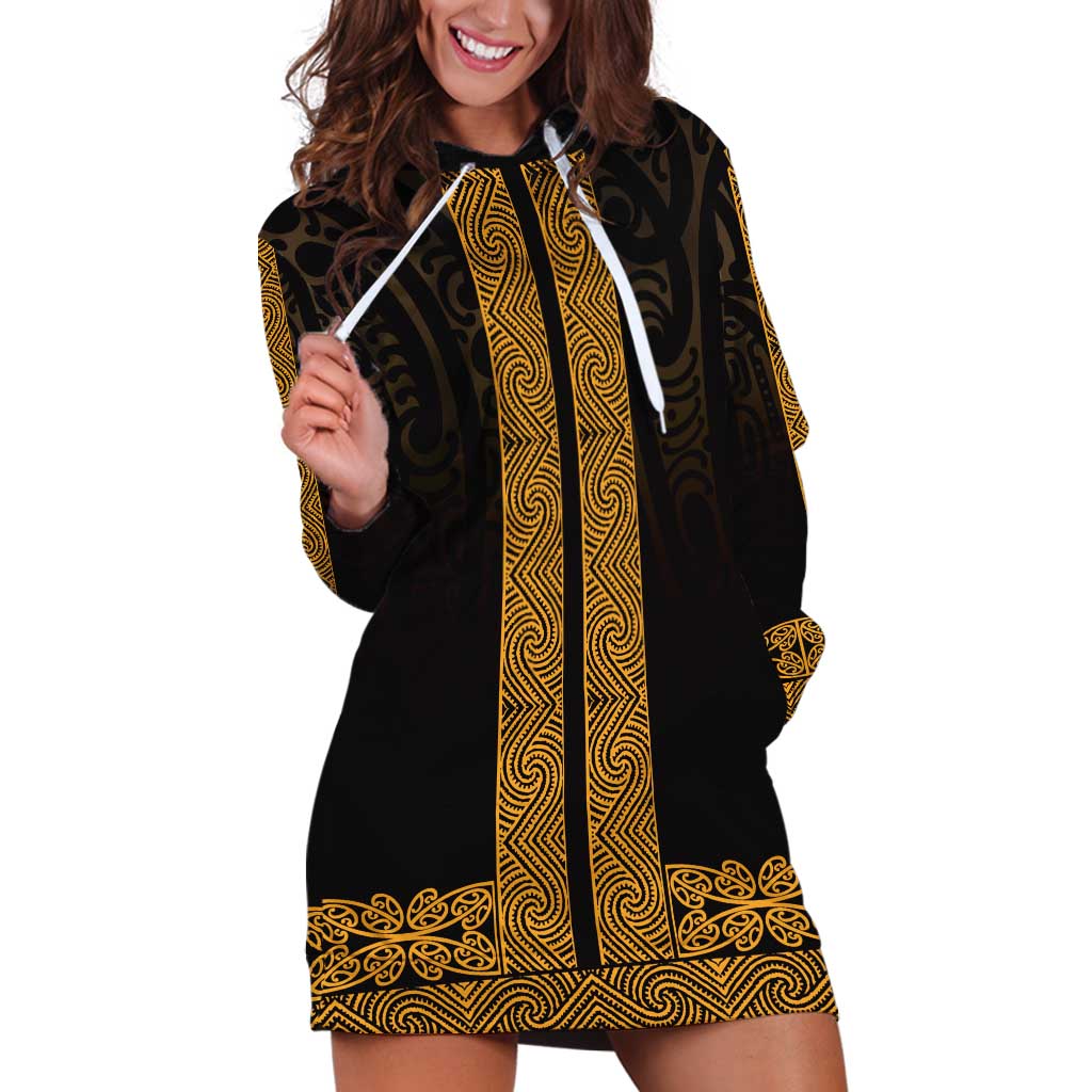 New Zealand Maori Kowhaiwhai Hoodie Dress Karaka Maui and Mangopare