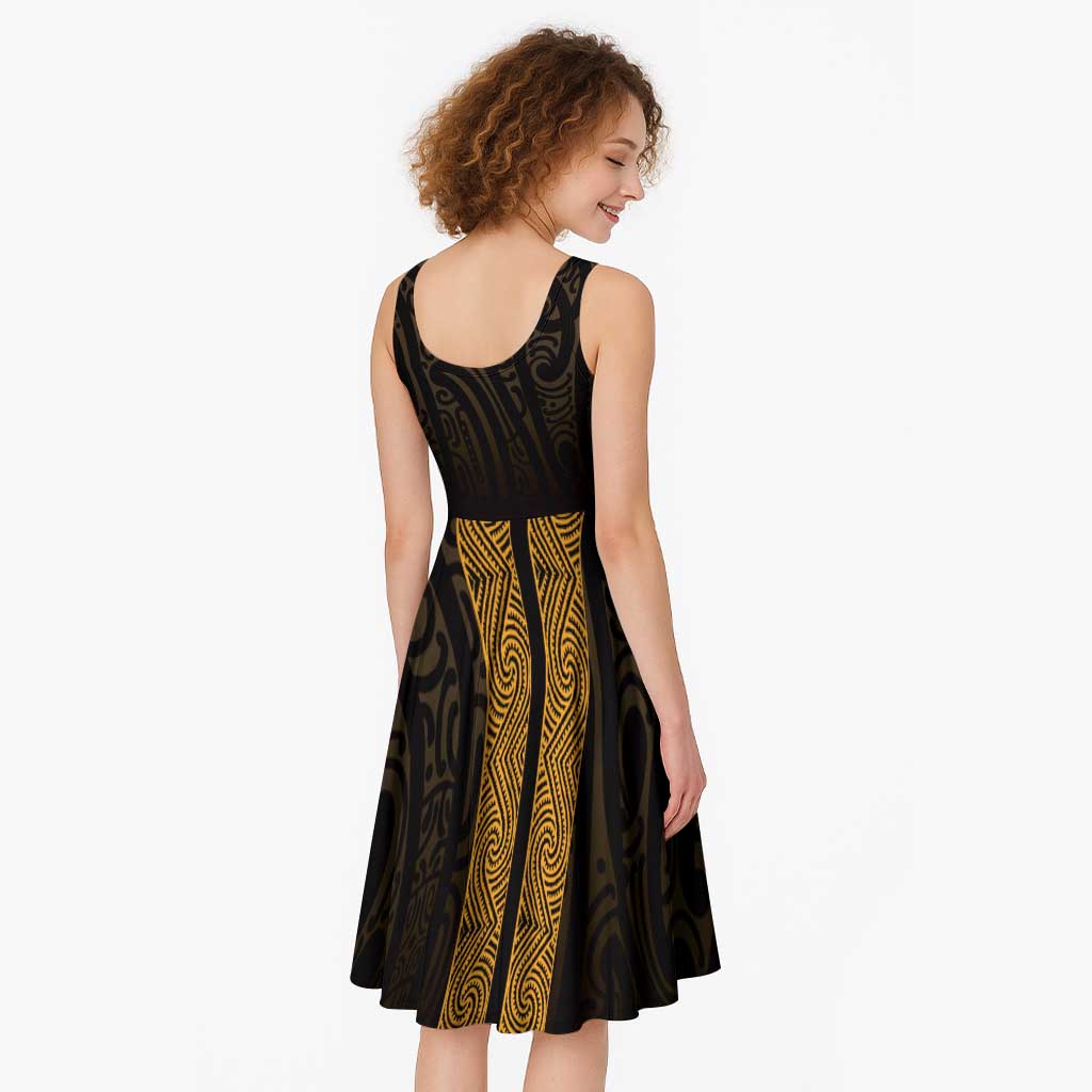 New Zealand Maori Kowhaiwhai Midi Dress Karaka Maui and Mangopare - Polynesian Pride