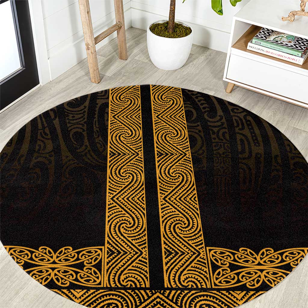 New Zealand Maori Kowhaiwhai Round Carpet Karaka Maui and Mangopare