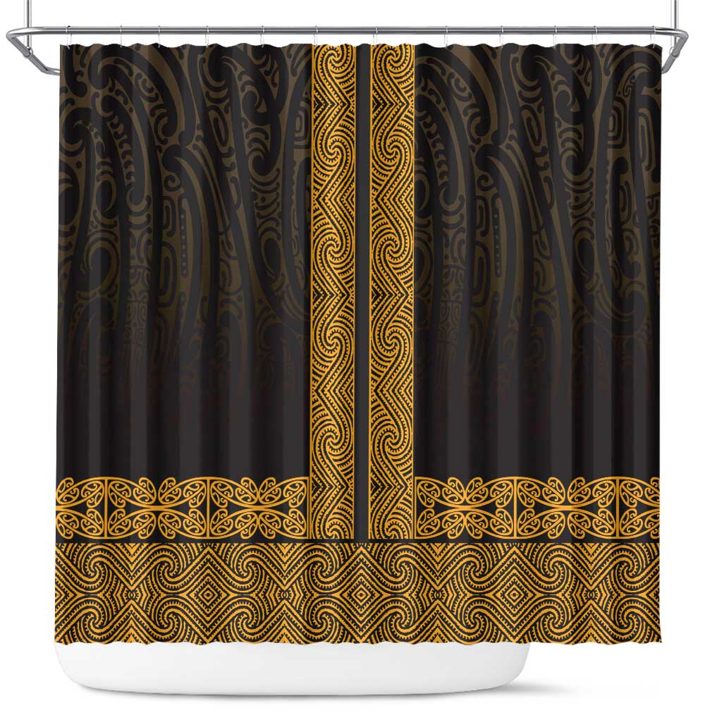 New Zealand Maori Kowhaiwhai Shower Curtain Karaka Maui and Mangopare