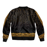 New Zealand Maori Kowhaiwhai Sleeve Zip Bomber Jacket Karaka Maui and Mangopare
