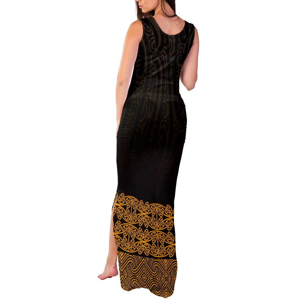 New Zealand Maori Kowhaiwhai Tank Maxi Dress Karaka Maui and Mangopare