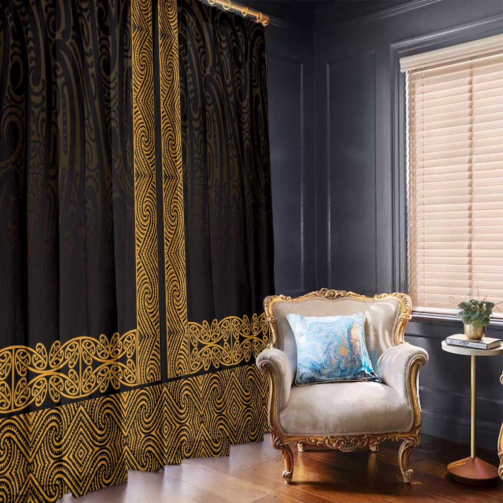 New Zealand Maori Kowhaiwhai Window Curtain Karaka Maui and Mangopare