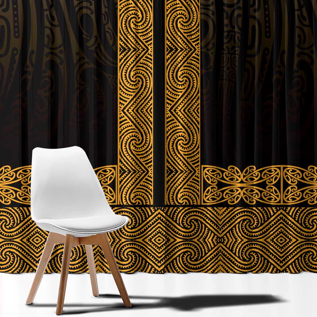 New Zealand Maori Kowhaiwhai Window Curtain Karaka Maui and Mangopare