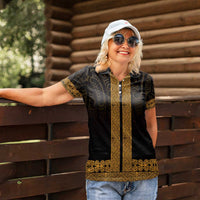 New Zealand Maori Kowhaiwhai Women Polo Shirt Karaka Maui and Mangopare