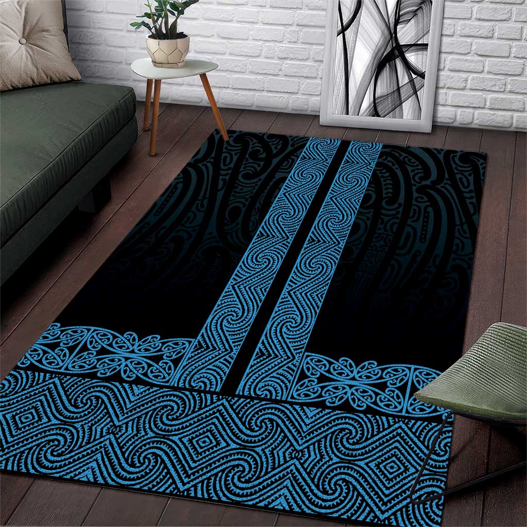 New Zealand Maori Kowhaiwhai Area Rug Kikorangi Maui and Mangopare