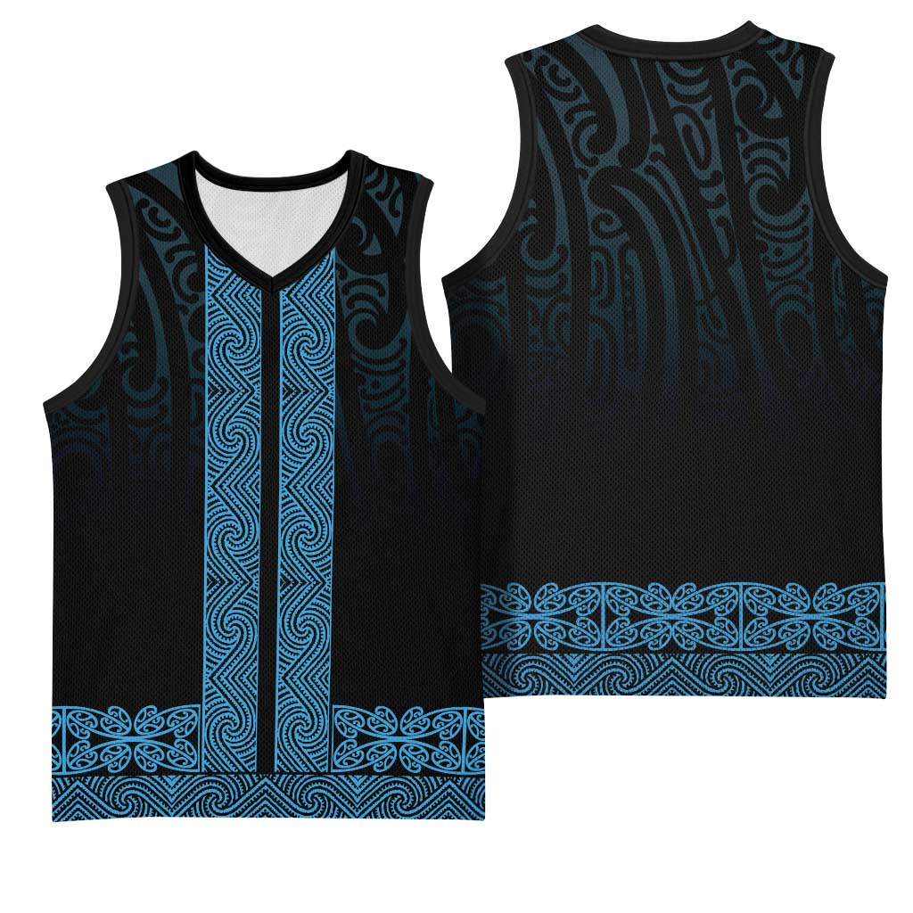 New Zealand Maori Kowhaiwhai Basketball Jersey Kikorangi Maui and Mangopare - Polynesian Pride