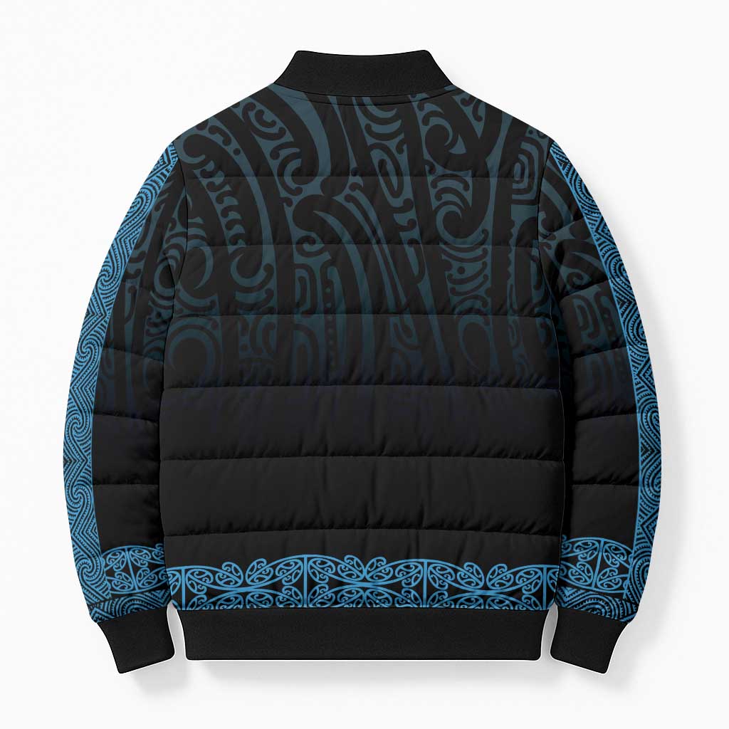 New Zealand Maori Kowhaiwhai Bomber Puffer Jacket Kikorangi Maui and Mangopare - Polynesian Pride