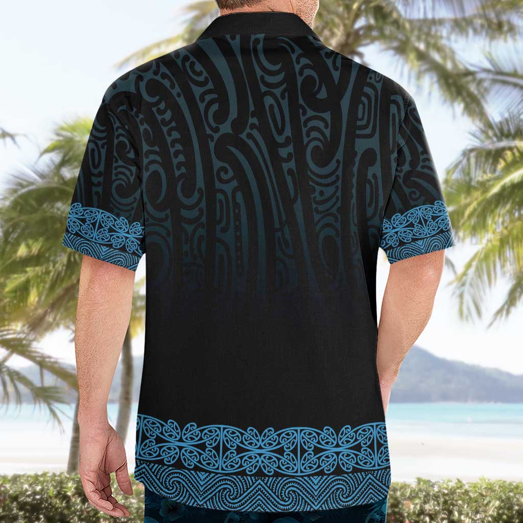 New Zealand Maori Kowhaiwhai Hawaiian Shirt Kikorangi Maui and Mangopare