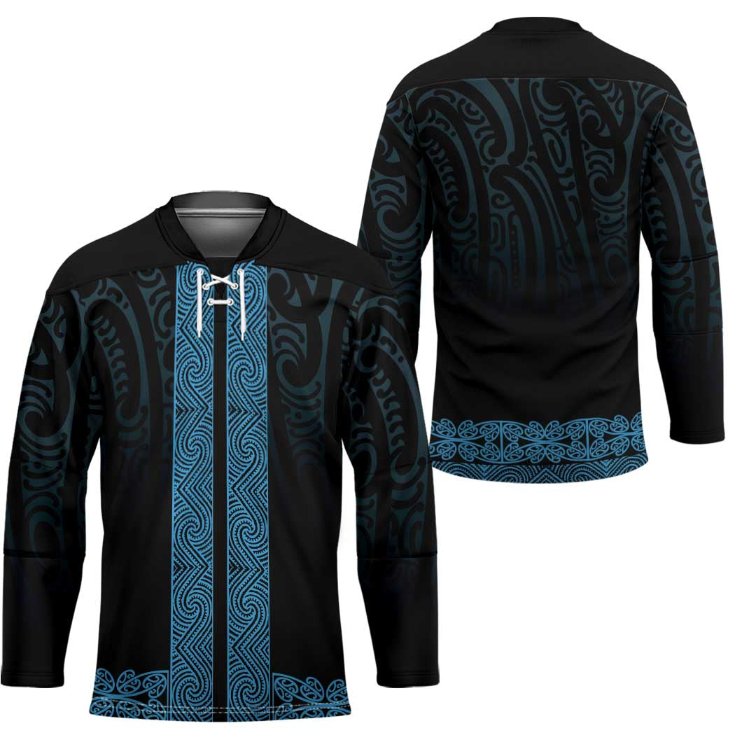 New Zealand Maori Kowhaiwhai Hockey Jersey Kikorangi Maui and Mangopare - Polynesian Pride