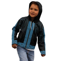 New Zealand Maori Kowhaiwhai Kid Hoodie Kikorangi Maui and Mangopare