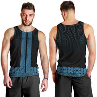 New Zealand Maori Kowhaiwhai Men Tank Top Kikorangi Maui and Mangopare