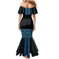 New Zealand Maori Kowhaiwhai Mermaid Dress Kikorangi Maui and Mangopare