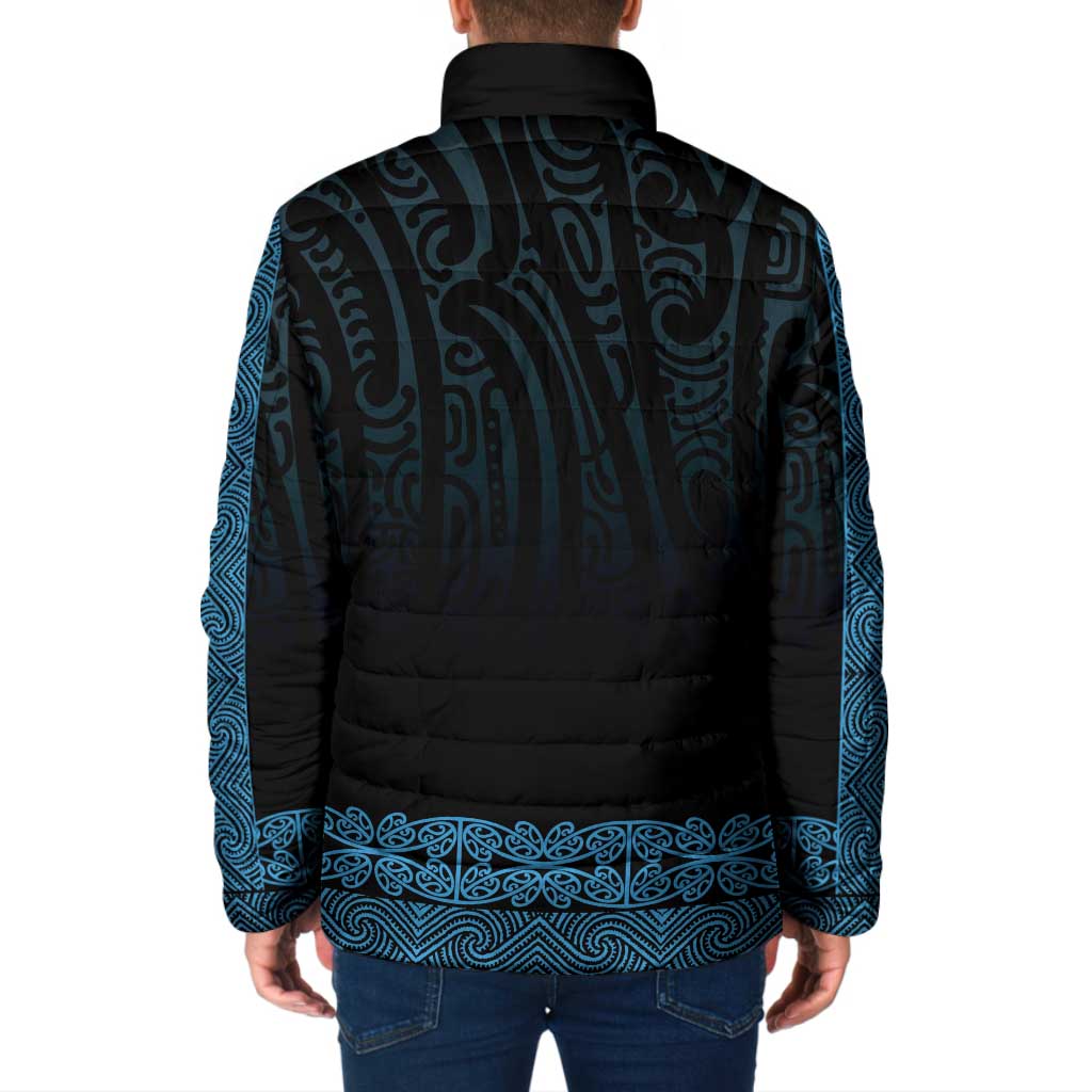 New Zealand Maori Kowhaiwhai Padded Jacket Kikorangi Maui and Mangopare - Polynesian Pride